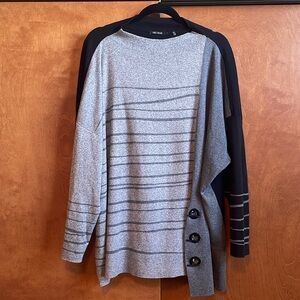 Nic and Zoe grey and black sweater with toggle detail, 2X